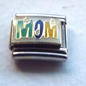 Colorful letters Mom enamel 9mm stainless steel italian charm bracelet link new